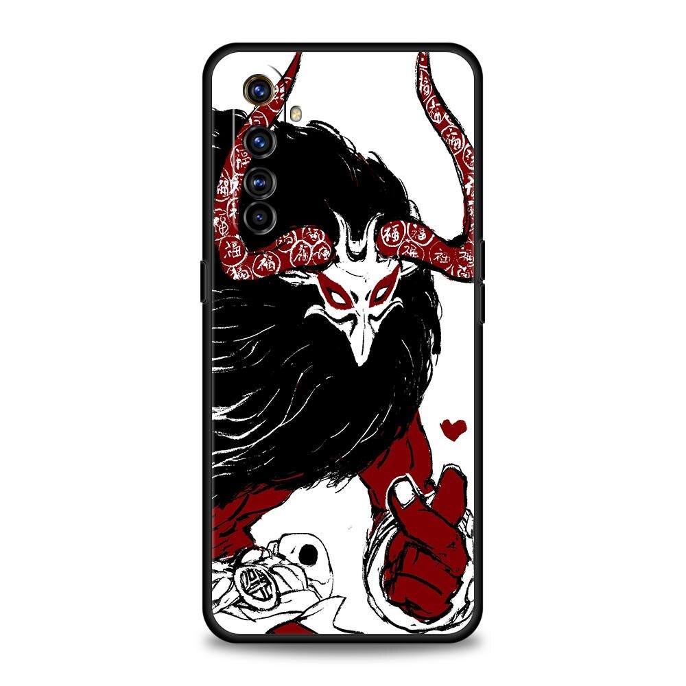 Genshin Impact Black and White For Realme 9i Luxury Phone Case 9 8 5G GT2 7 6 Pro Plus 8i C21 C3 C11 C25 Black Silicone Cover