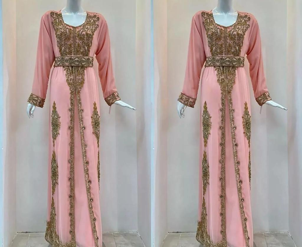 Hand Work Farasha Dress Islamic Dubai Kaftan Gown Abaya Stylish Long Moroccan