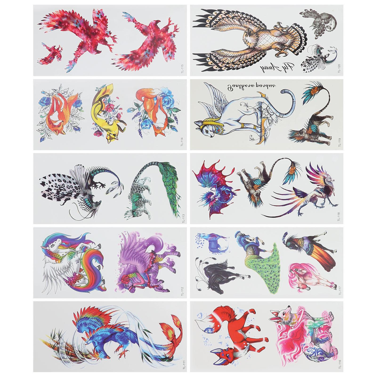 

Набор из 10 шт. временных тату-наклеек с животными для макияжа тела, водостойкие наклейки для женщин