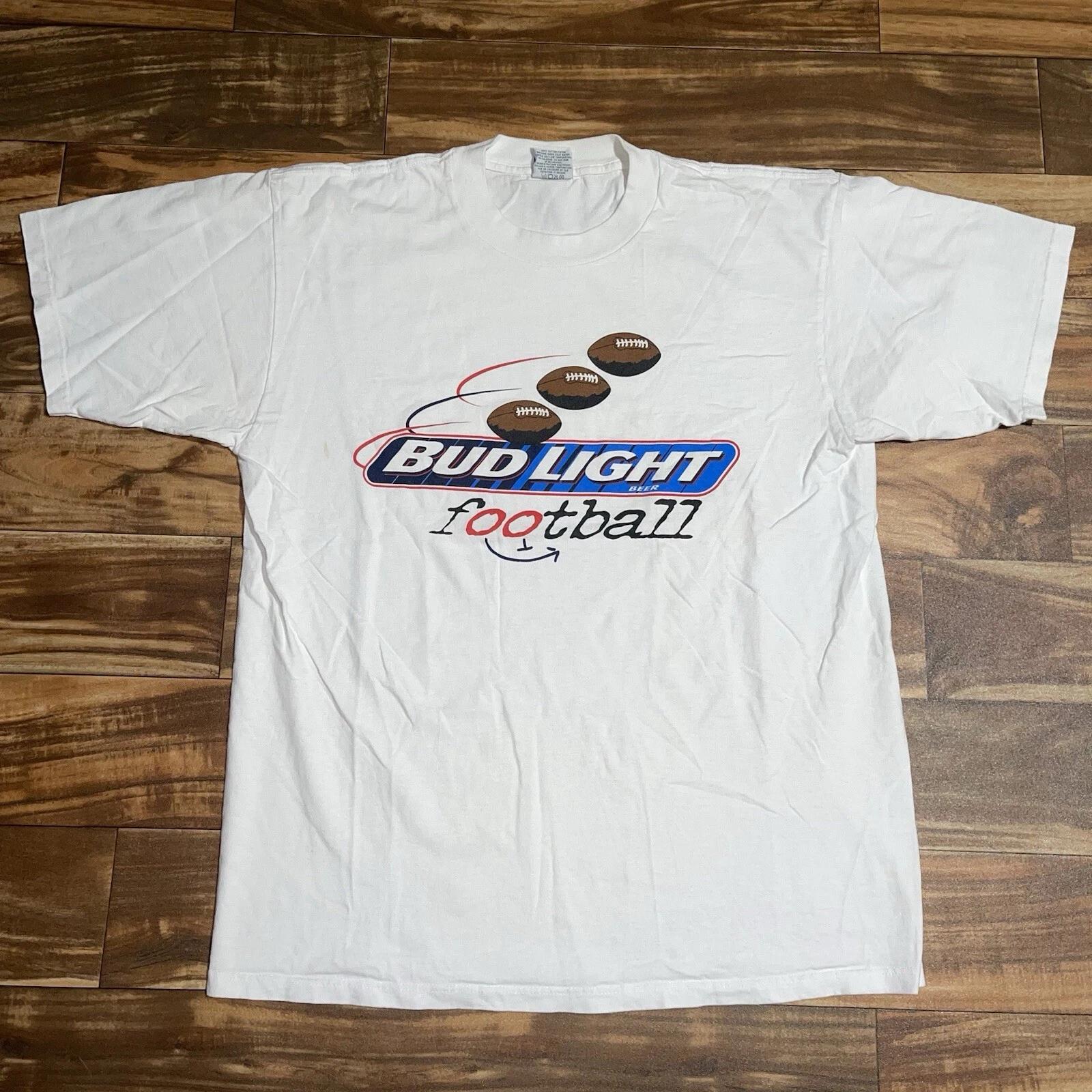 Vintage Bud Light Beer Football Graphic NFL T-Shirt Men’s Size XL 2XL