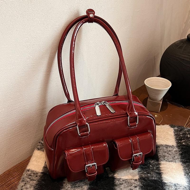 Retro PU Leather Double Pockets Underarm Bags For Women 2026 Winter Y2K New Korean Fashion Female Shoulder Bag Stylish Handbags