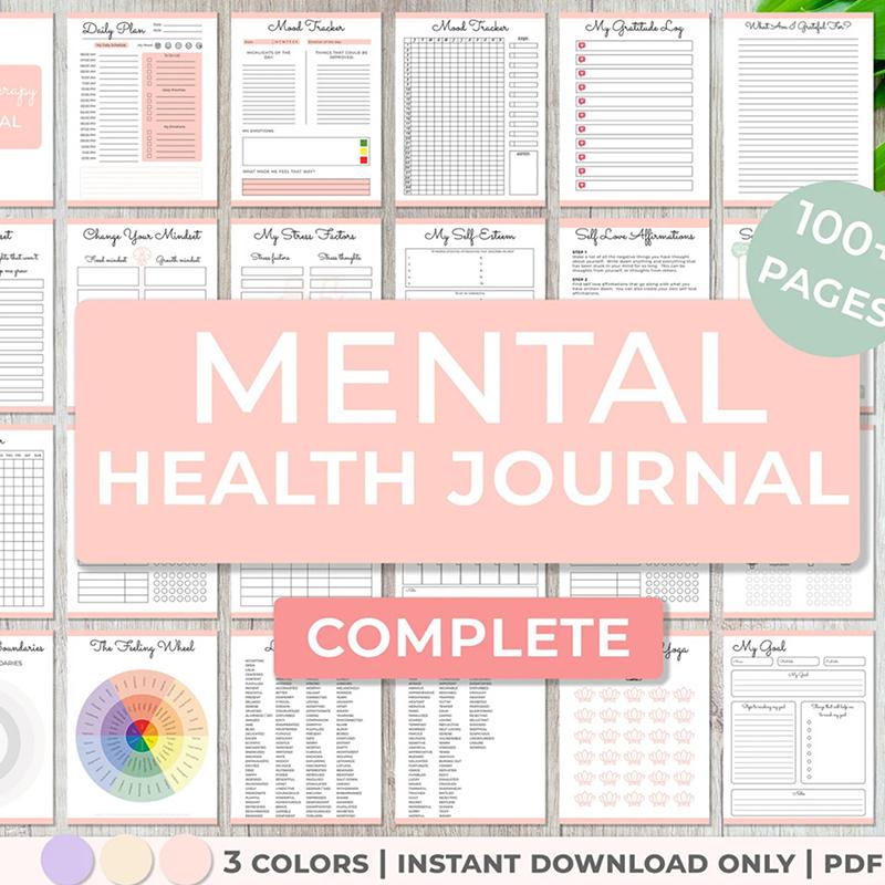 Psychische Gesundheit Angst Planer Angst & Depression Therapie Arbeitsblätter Selbstfürsorge Planer DBT Tagebuch Stimmungstracker Angst Journal