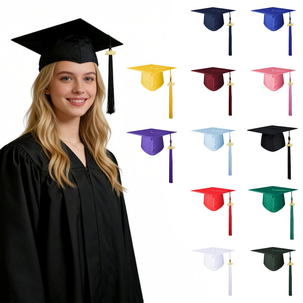 High School Graduation Cap Matte Graduation Cap with 2026 Tassel Adjustable Elastic Unisex Graduation Hat Adult for College