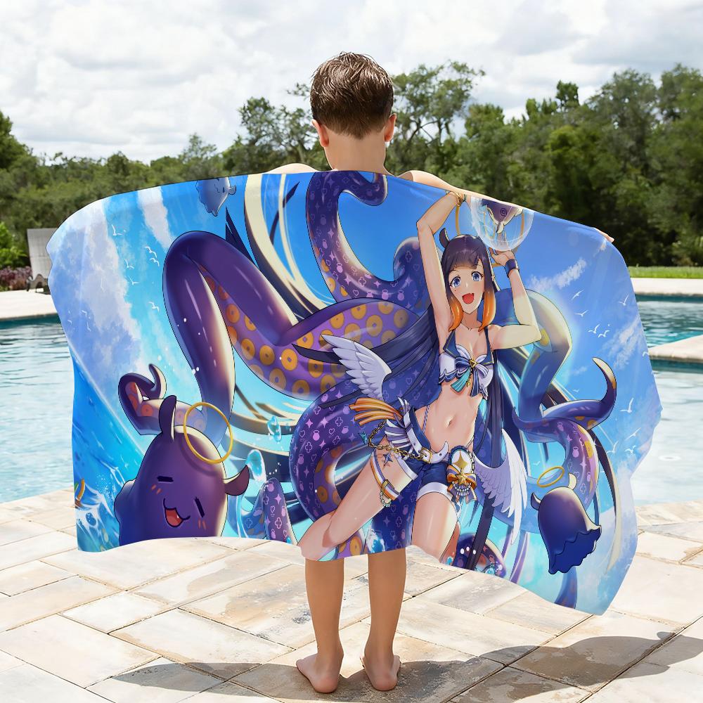 Singer Ninomae Ina N-Nis VTuber Towel Soft Lightweight Anti-Sand Large Beach Towel Quick-Drying Bath Sports Family