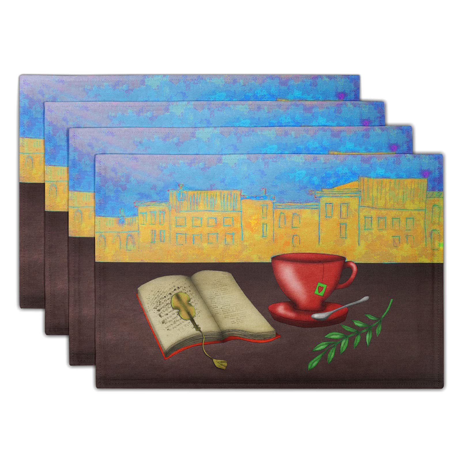 

Yellow Daisies and Butterflies Table Mat Coffee Place Mat Heat Resistant Table Pad Linen Placemat for Kitchen Decor Set of 4 2pcs 30x45cm
