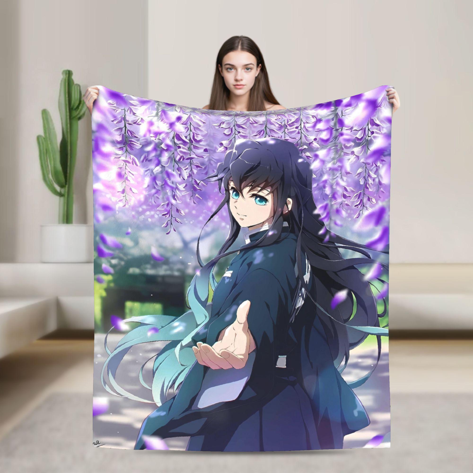 

Muichiro Tokito Anime Soft Warm Blanket Travel Office Plush Throw Blanket Fashion Living Room Flannel Bedspread Sofa Bed Cover 75x90cm