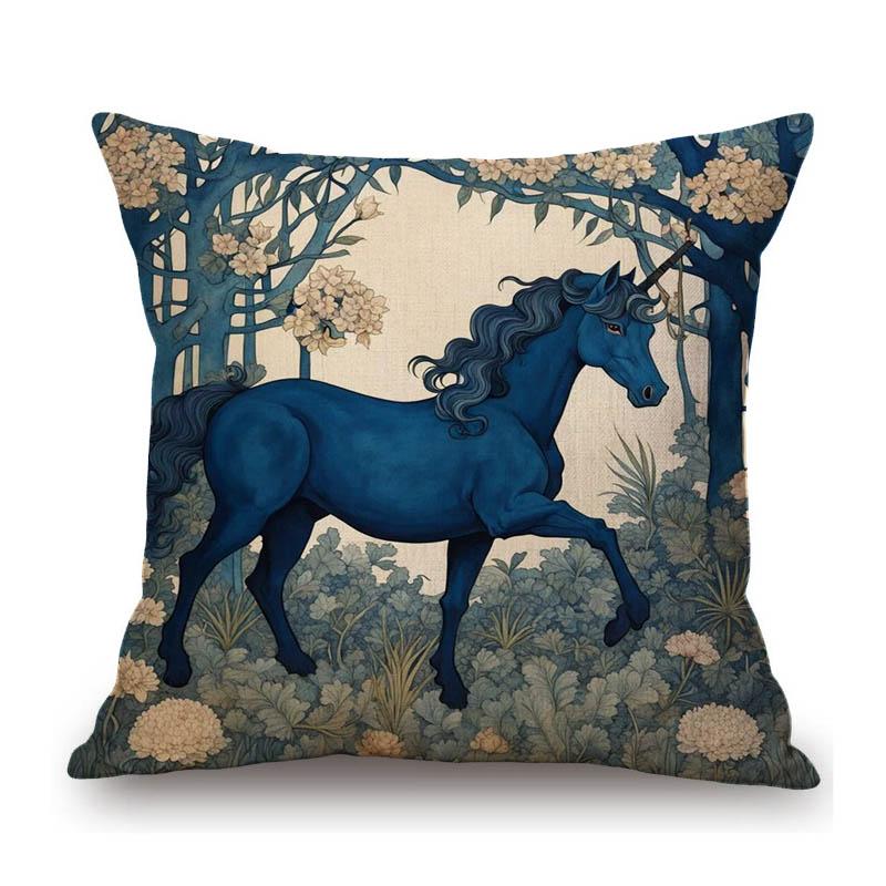 Classic Morris Flower Style Animals Deer Bird Horse Butterfly Night Owl Home Decorative Pillow Case Linen Sofa Cushion Cover