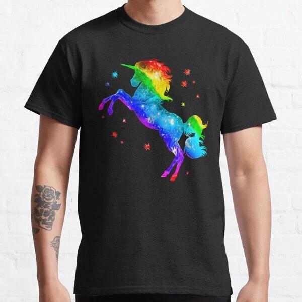 Rainbow Unicorn, stars, galaxy style, space Classic T-Shirt S-3XL M