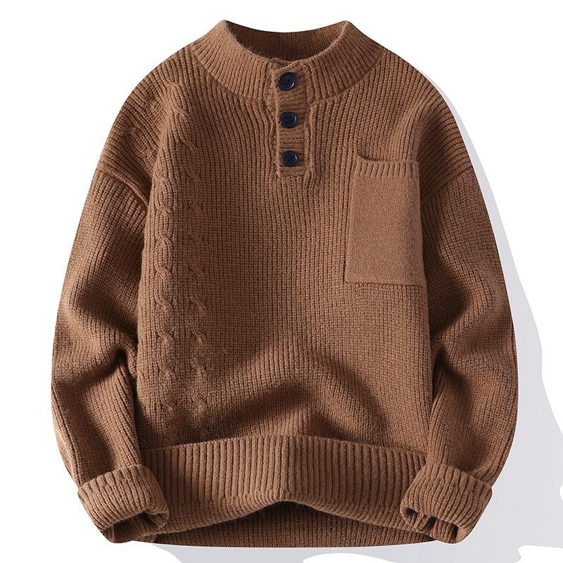 2024 New Men Crew Neck Sweater Solid Color Pullover Knitted Casual Sweatwear Woolen Mens Tops High-Quality Mens Clothing