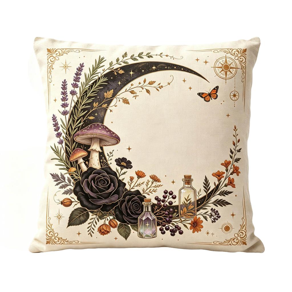 Halloween Throw Cover Retro Moon Print Single-Sided Short Plush 4545 cm