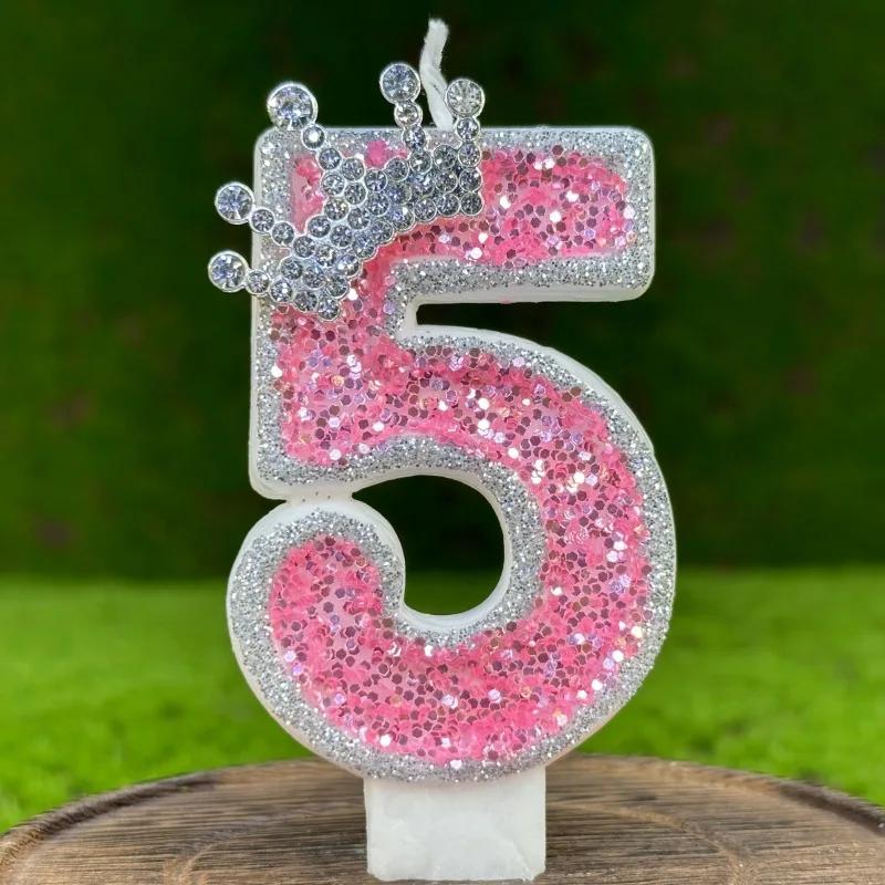 Pink Number Mini Candle Birthday Girls Party Supplies Elegant Decorative Candles Decoration For Beauty Salons Candle 4 Years