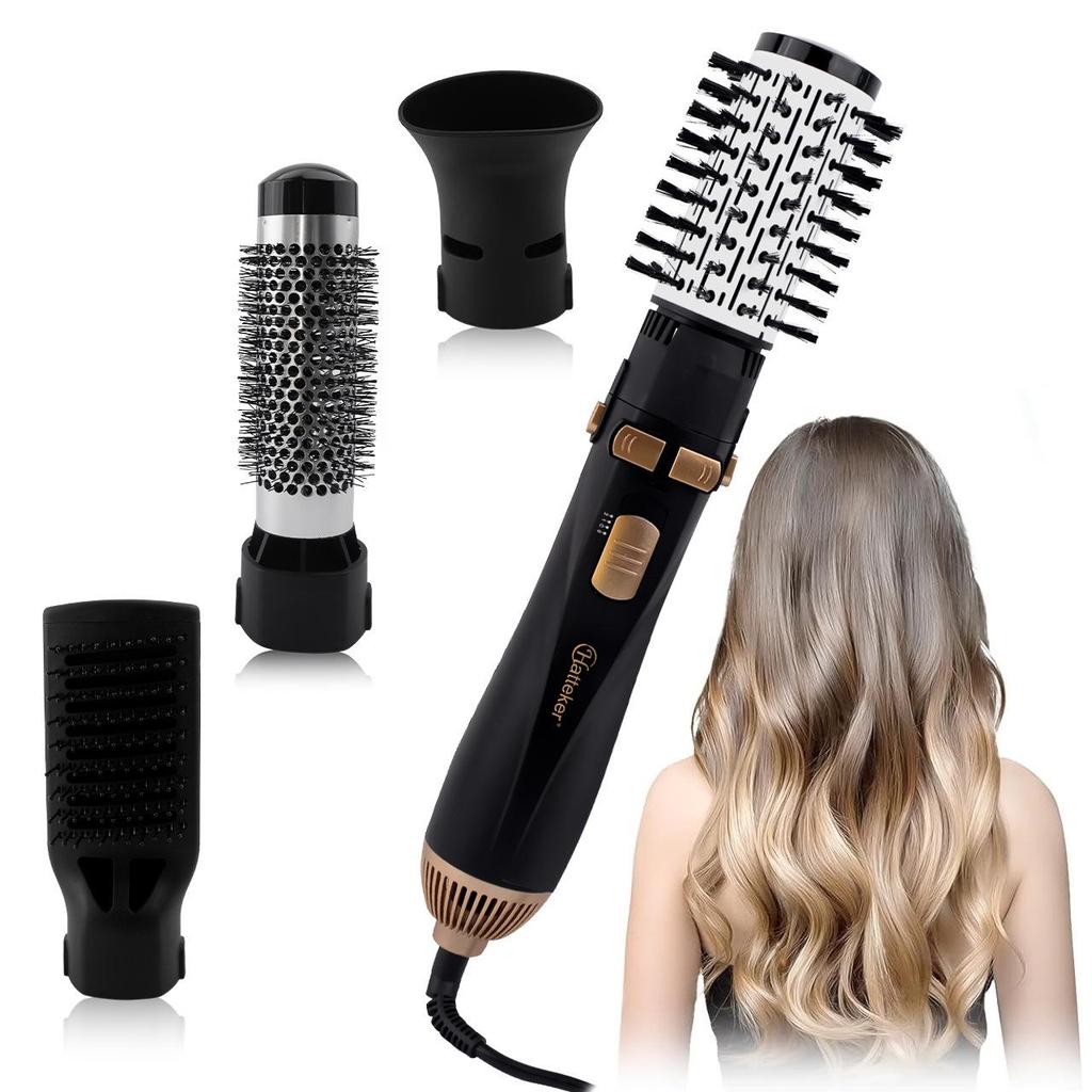4-in-1 Automatic Rotating Hot Air Comb: Multi-Functional Curl and Straight Hair Dryer with Big Waves