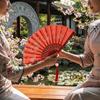 Vintage Style Silk Hand Fan with Tassel Dance Fan Portable Folding Fan  Wedding Party