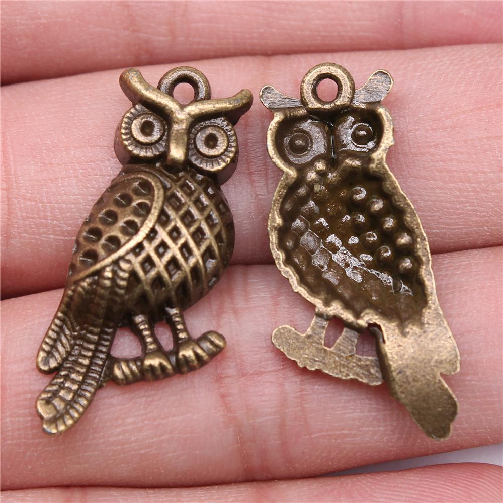 10pcs Vintage Antique Bronze Color Plated Owl Charms Pendant For Necklace Keychain Making DIY Crafts