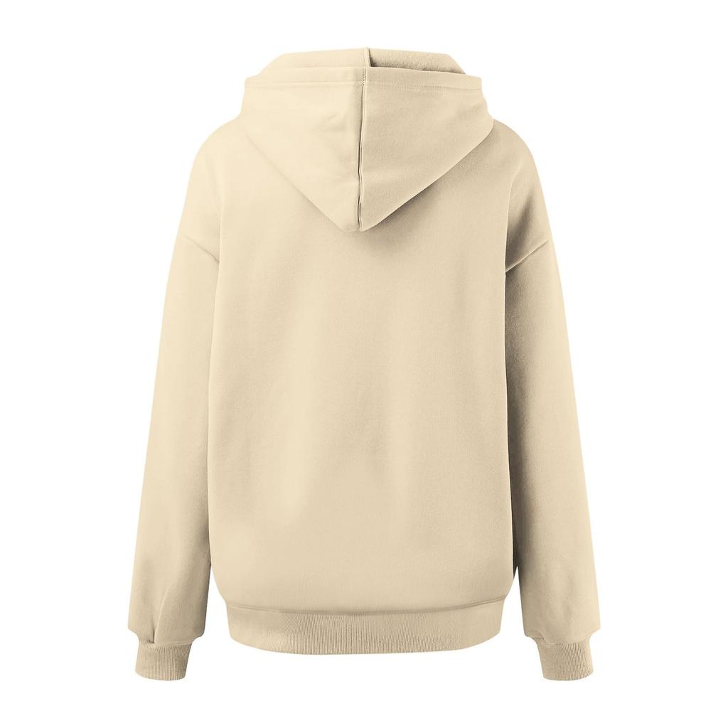 Women's Fashion Oversized Drop-Shoulder Long-Sleeved Sweatshirt Solid-Colour Hooded Sweatshirt