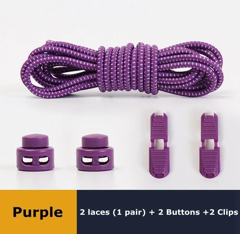 New1 Pair No Tie Shoelaces 1 Second Fast Round Plastic Lock Elastic Shoelace Suitable for All Sports Shoes Accessories Lazy Lace