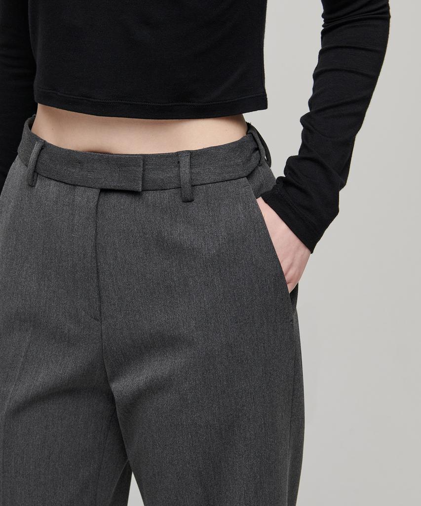 MUSINSA STANDARD WOMAN Women'S Heavyweight Fleece-Lined Straight Hidden Elastic Waist Slacks [Medium Gray]