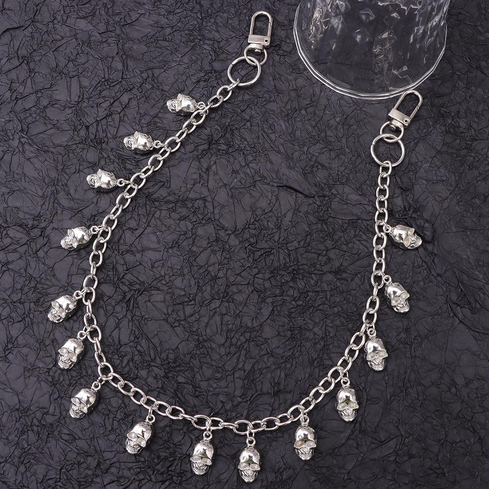 Men\'s Waist Key Chain Retro Skull Metal Hip Hop Gothic Punk Pants Jeans Bike Ride Wallet Key Ring