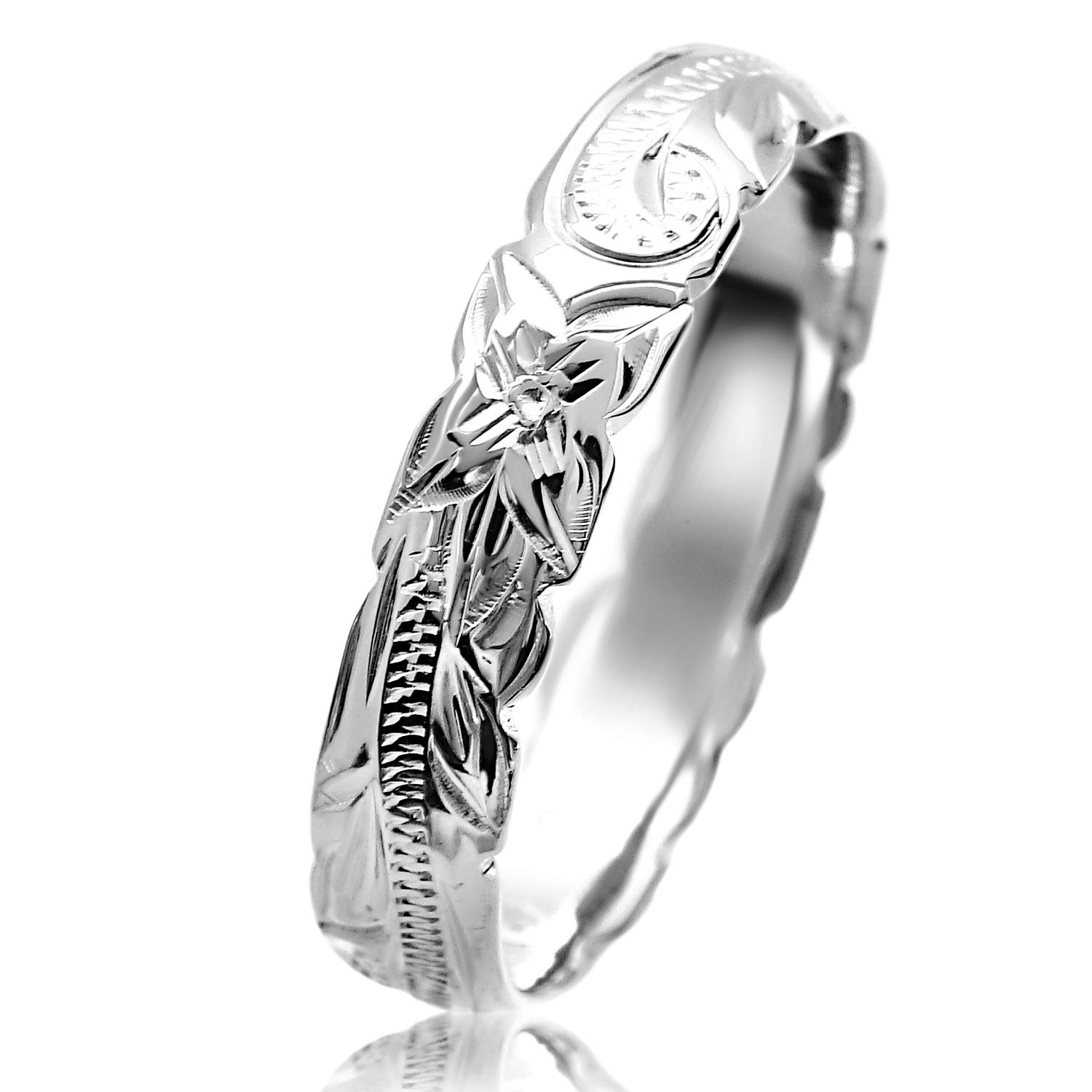 

Гавайское ювелирное кольцо, кольцо на мизинец, 4 мм, вырез, волнистая плюмерия, ювелирное украшение в виде свитка [LocoMocoAloha] [Подлинный продукт]