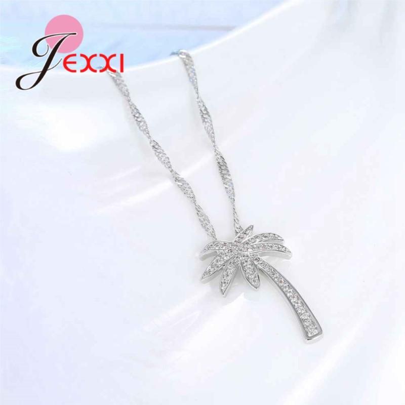 Exquisite Women 925 Sterling Silver Coconut Pendant Necklace For Party Accessory Fashion Cubic Zirconia Wedding Necklaces
