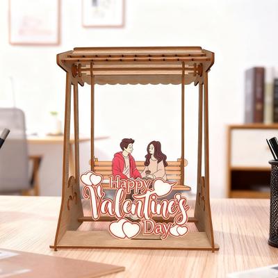 Yousheng Swing Chair Couple Ornament Farmhouse Rustic Handmade Couple Table Sign Valentine's Day Anniversary Home Office Desktop Decoration