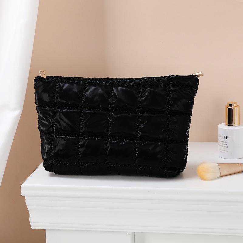 Women Simple Bubble Cosmetic Handbag Travel Organizer Makeup Lipsticks Cotton Pouch Fashion Large Capacity Zipper Bag For Girls
