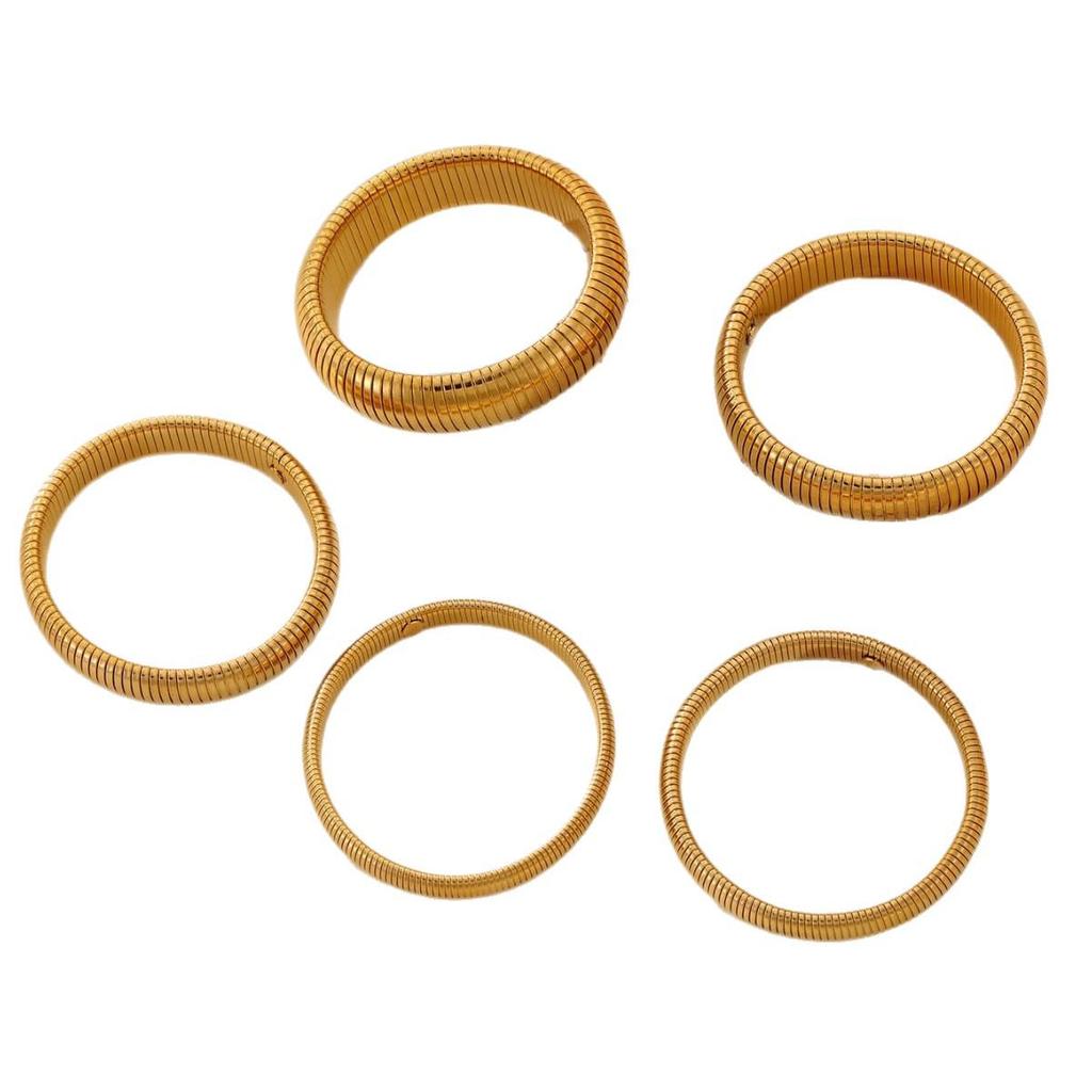 Trendy Gold-Plated Stainless Steel Textured Bracelet - Minimalist European & American Style