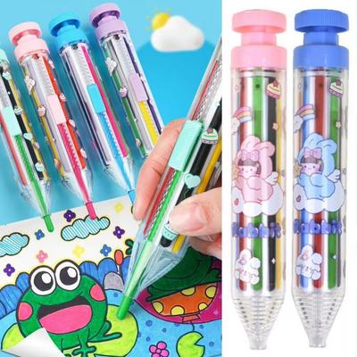 New Rotate Drawing Pen 8-in-1 Multi-color Kids Crayons Hand Coloring Pressing Crayons Art Graffiti Set