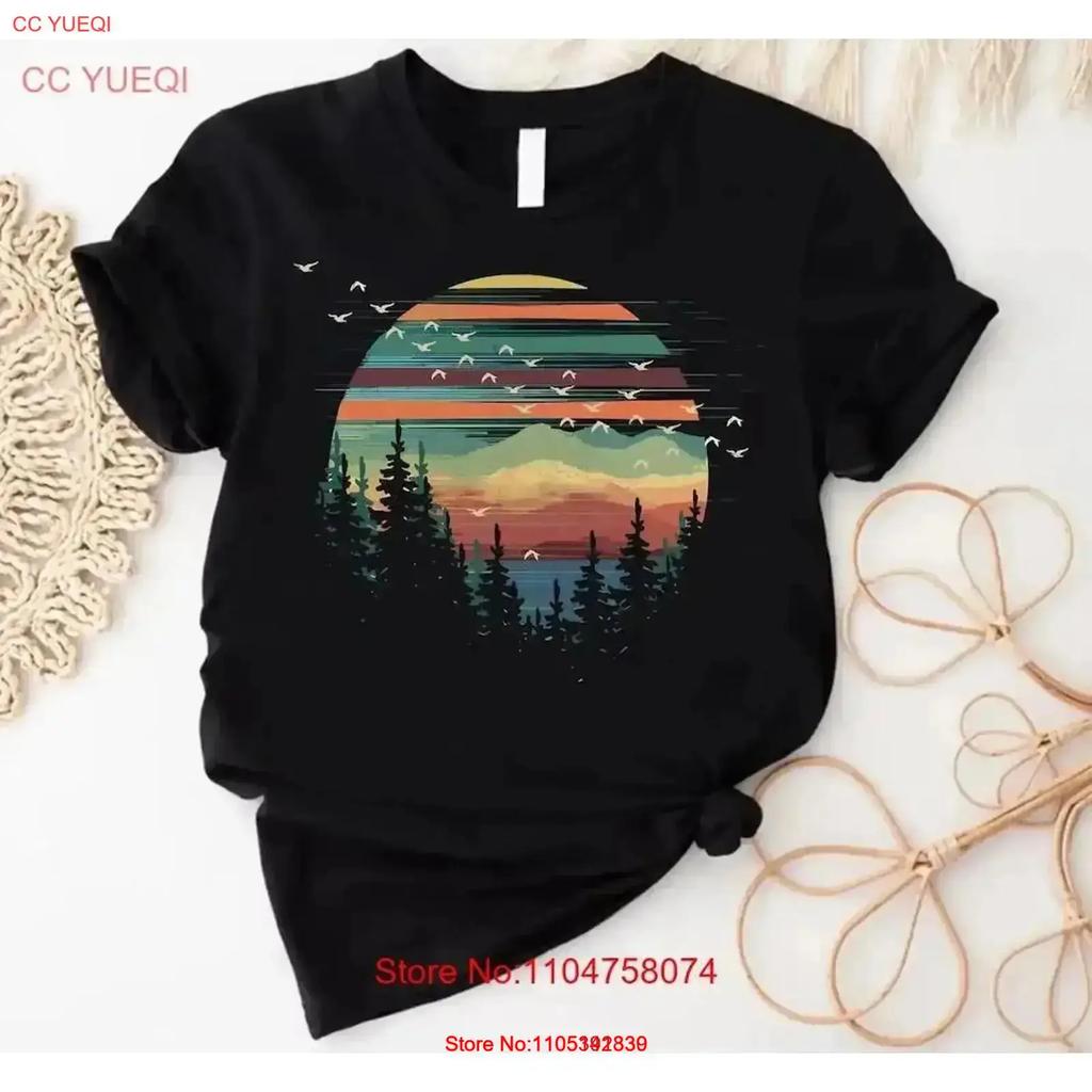 Retro Pine Trees Sunset T Shirt Adventure Nature Lover Size S 5xl Vintage Slightly Versatile Stylish Fashion Breathable