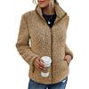 Women Solid Fleece Jackets Casual Stand Collar Coat Fashion Female Long Sleeve Zipper Outerwear Autumn Winter Lady Clothes