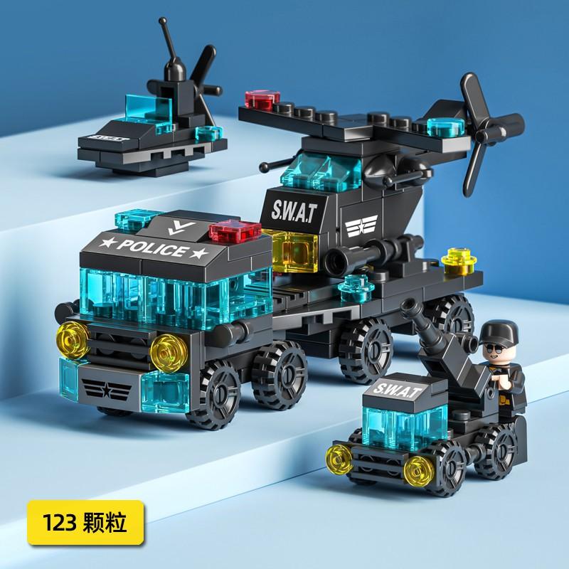 READY STOCK Mini 6 In 1 Building Blocks DIY Educational Play for Children Police Airplane&fire Truck&castle Model Building Blocks