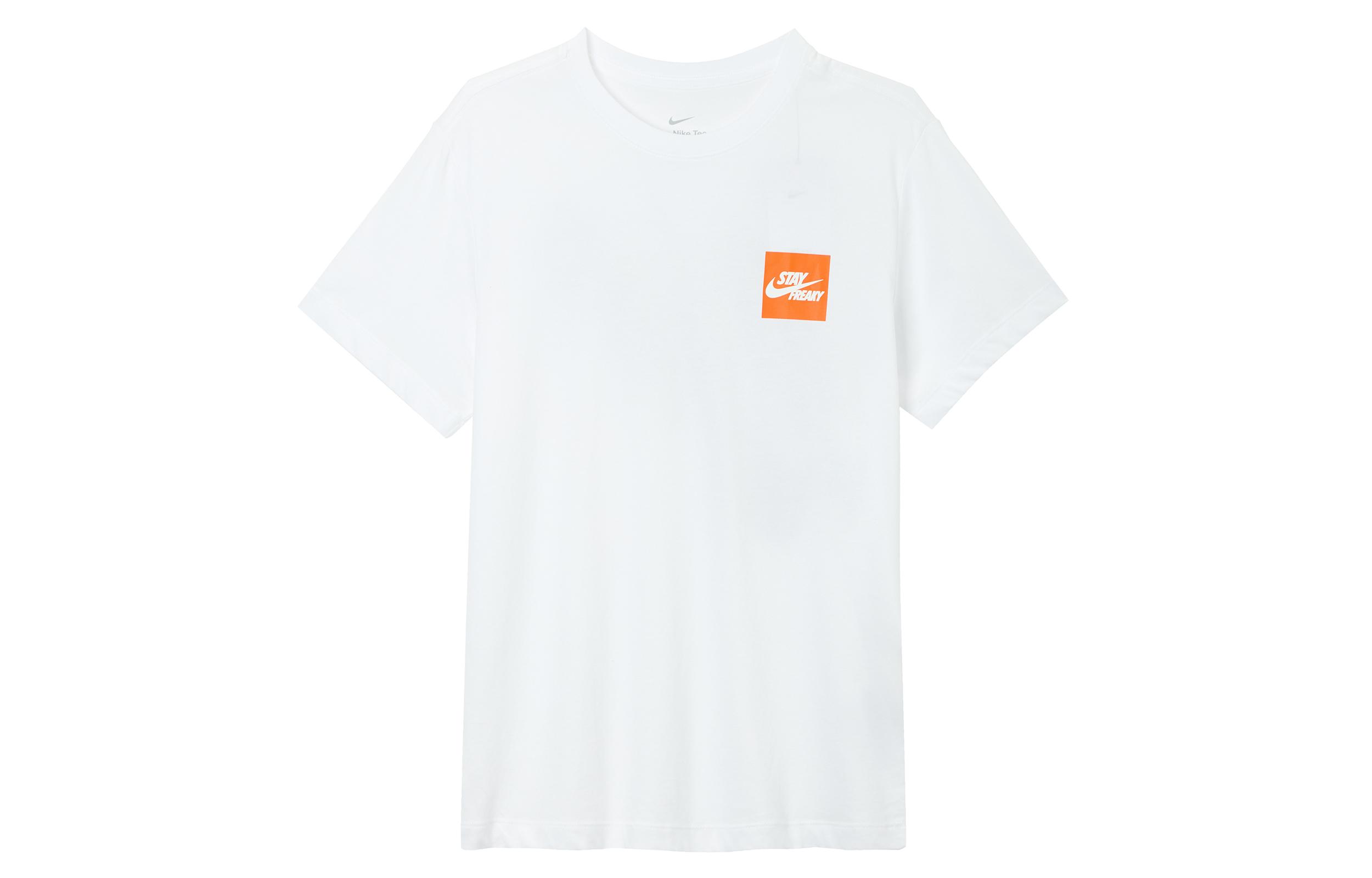 Nike Men's White T Shirts Crew Neck Moderate Straight Fit Fd0077-100 Cm