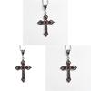 Gothic Black And Red Gemstone Cross Pendant Necklace With Alloy Chain For Men Women