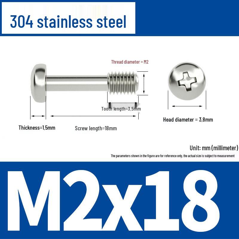 Yigu 304 Stainless Steel Phillips Round Head Captive Screws - M2/M3/M4 Half Thread Pan Head Machine Screws