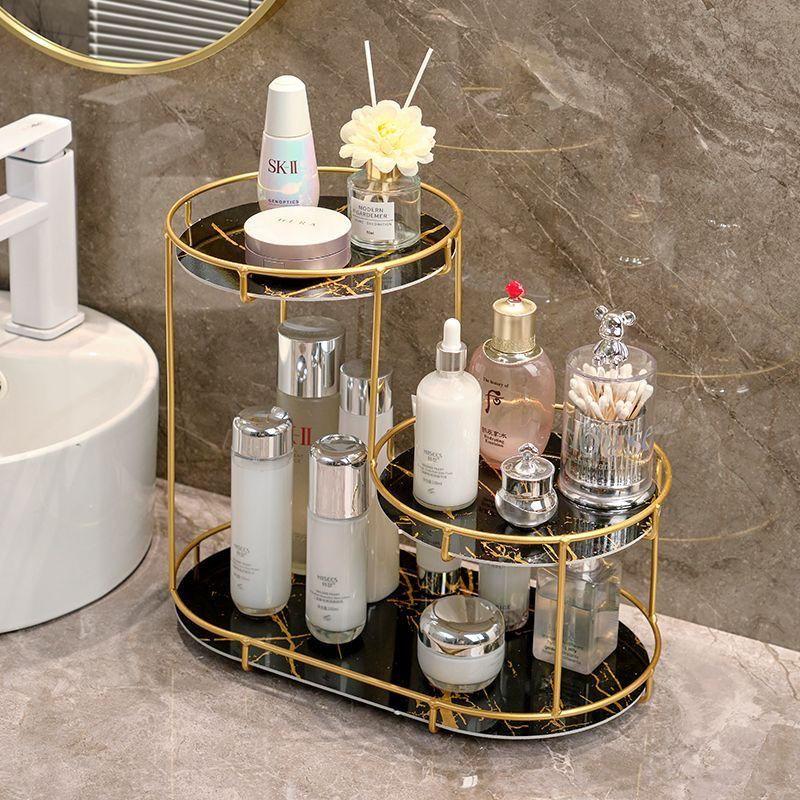 UV Plate Iron Frame Storage Rack Decoration Dressing Table Women's Skincare Cosmetics Holder Bathroom Makeup Toiletries Stand