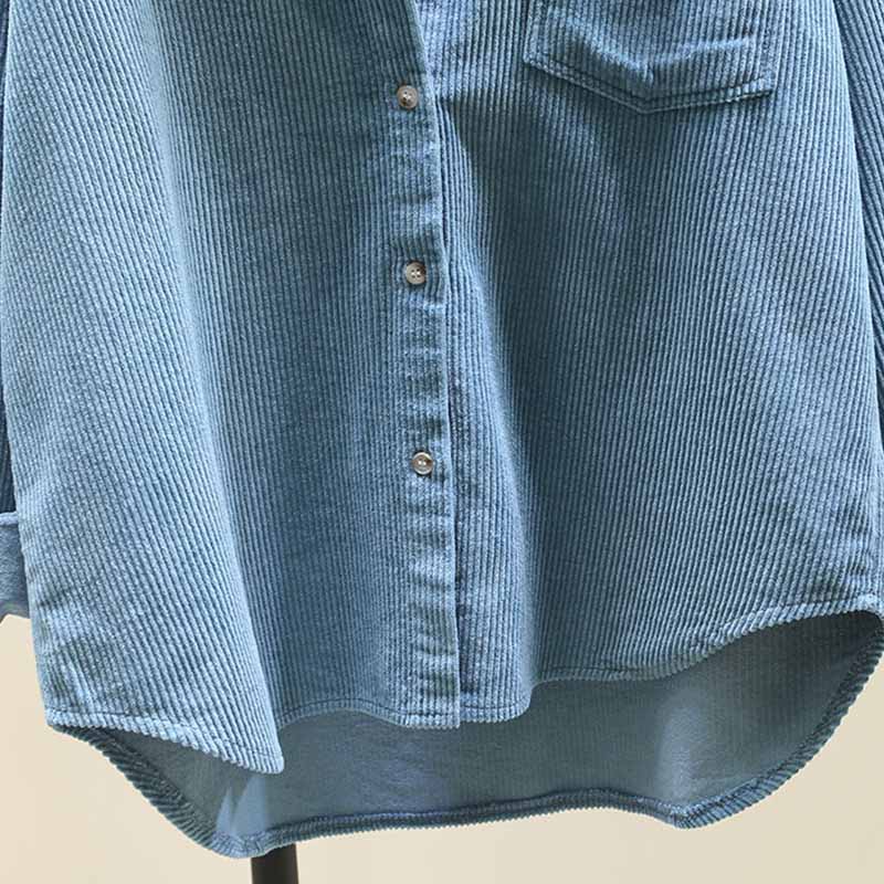 Long-sleeved Shirt Women Winter Thickened Loose Casual Medium-length Solid Color Button Cardigan Shirt