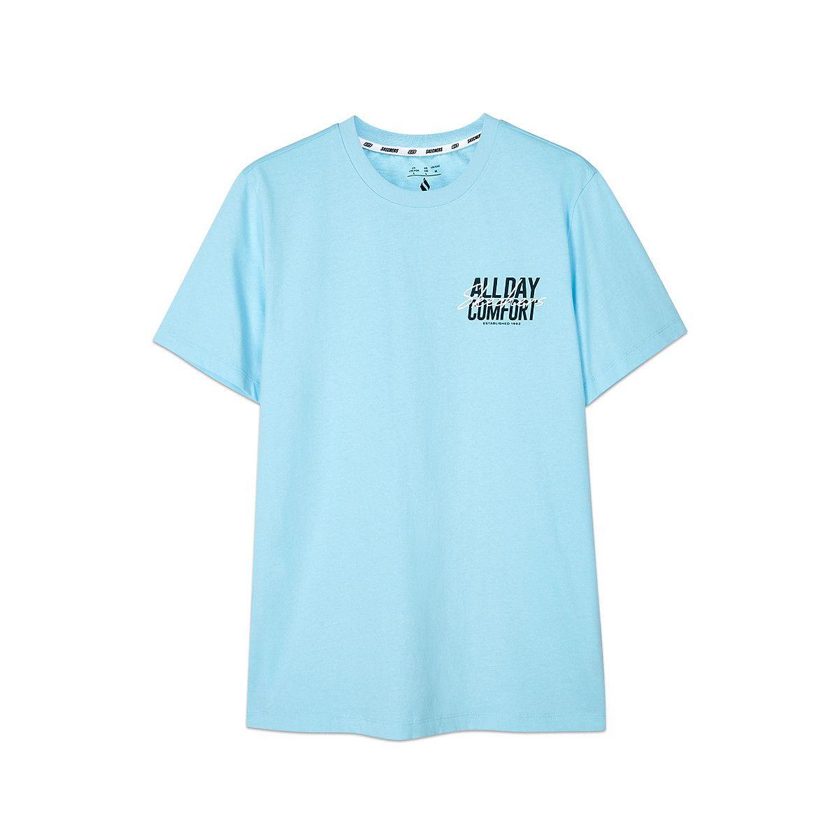 Skechers Casual Comfortable Breathable Sports Round Neck Short Sleeve T-Shirt Unisex Tops Fog-Blue L224U070-01KT XS