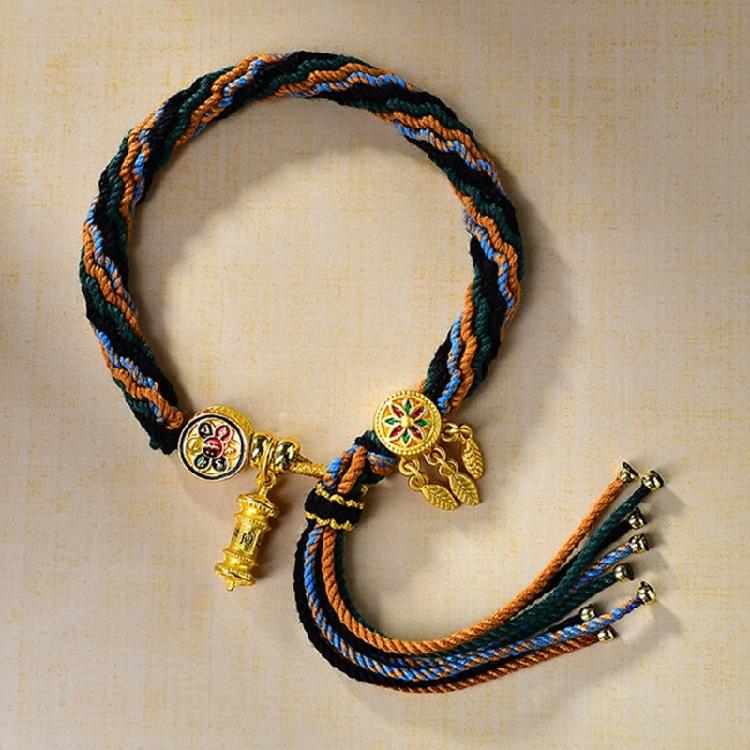 Vibranting Tibetan Handmade Woven Bracelet with Symbolic Patterns Portable Accessory for Festive and Spiritual Event