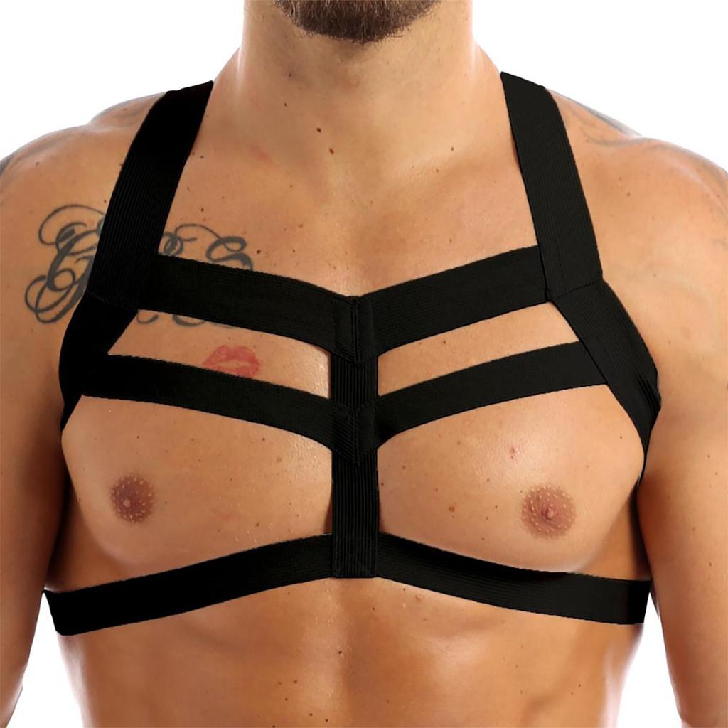 Sexy Men Harness Leather Chest Harness Belt Metal Rivets Fetish Gay Adjustable Belt Punk Rave Erotic Fetish Clothing Accessorie