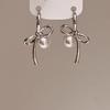 Elegant Butterfly Knot Earring Stylish Asymmetric Pearl Ear Piercing Ear Pendant Jewelry Ear Buckle Jewelry Accessories