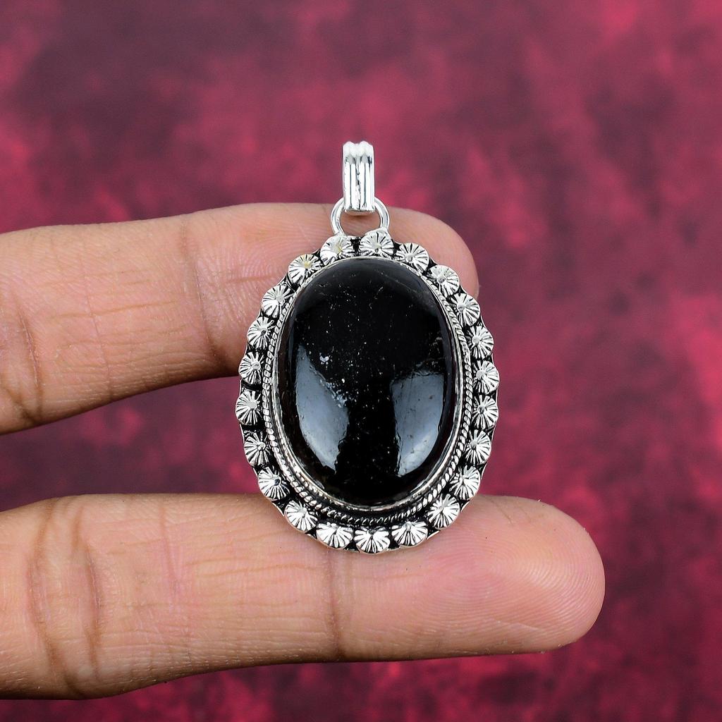 Black Tourmaline Pendant Gemstone Jewelry, 925 Solid Sterling Silver Pendant, Handmade Amazing Pendant Jewelry