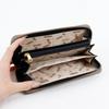 Long Round Large Simple Chenille Cute Character [Snoopy] Women's Wallet, Zipper, Capacity, Design, Embroidery, Fluffy, (Pink)