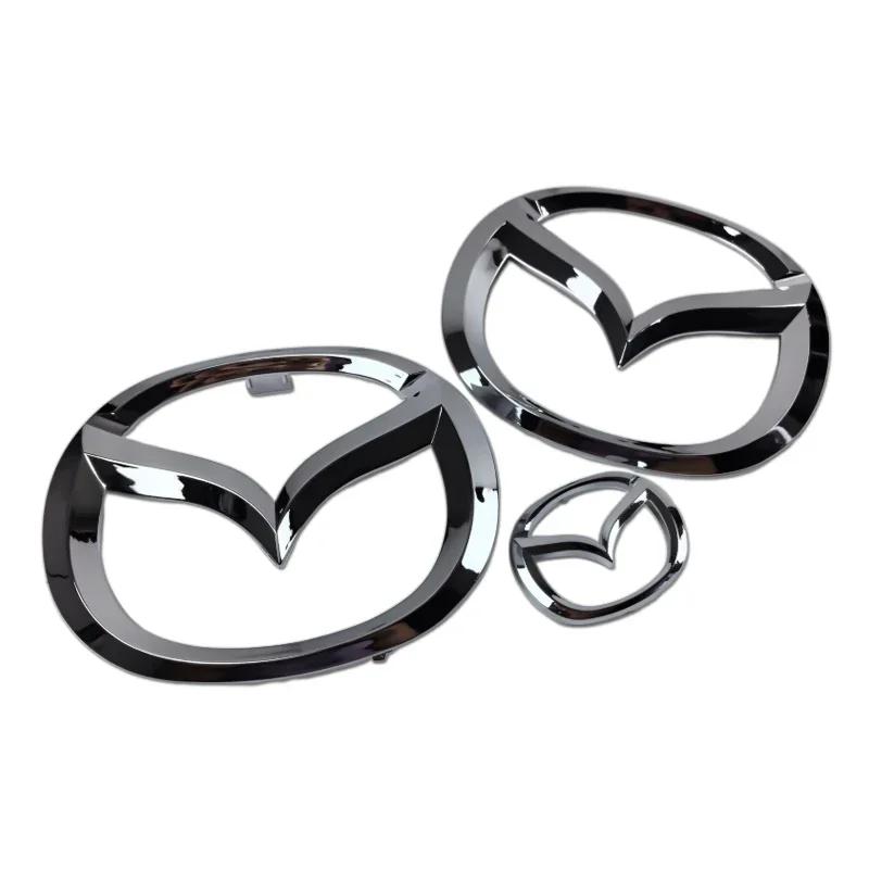 Plastic 14cm Car Front Trunk Emblem for Mazda 5 Logo Buckle Steering Wheel Badge 3D Replaced Sticker Rear Refitting Decoration h3