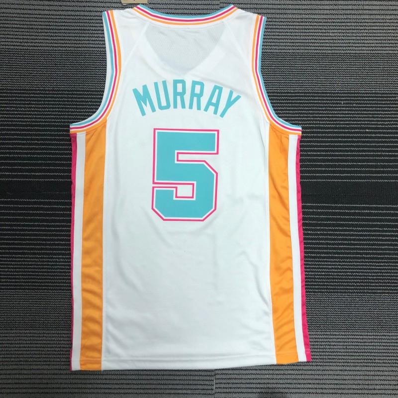 Custom Heat Pressed Basketball Jersey San Antonio Spurs 5 Murray 21 Duncan 20 Ginobili Breathable Bamboo Charcoal Fabric
