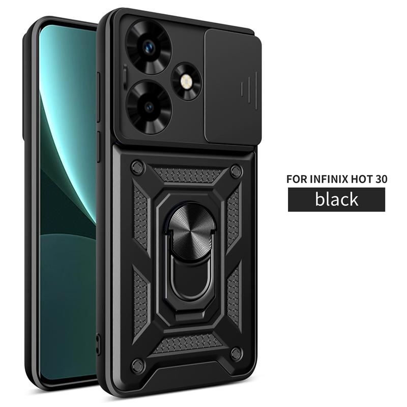 Pro Infinix Hot 30 Case hot30 Slide Camera Armor Pouzdro na telefon Pro Infinix Hot 30 X6831 Auto Magnetický držák Ring Stojánek Zadní kryt