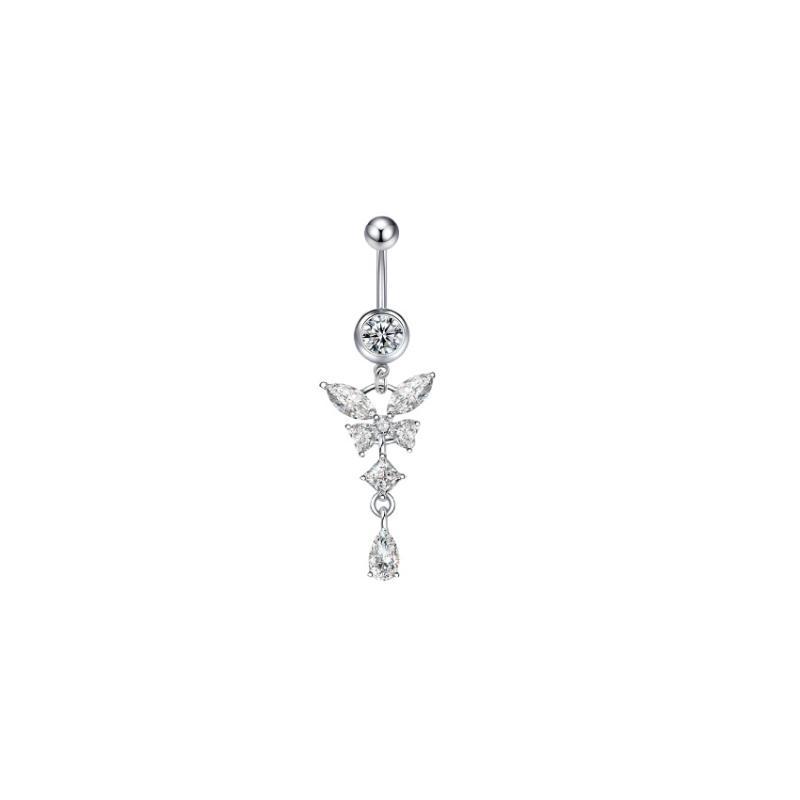 *Butterfly Design Clip On Belly Button Stainless Steel Material Belly Button Rings Non Piercing Navel Rings Fashion Accessory
