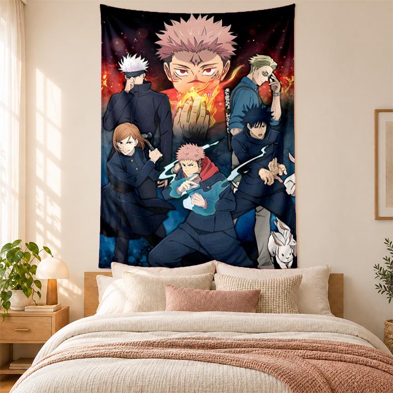 Jujutsu Kaisen Wandteppich hohe Qualität zur Dekoration von Wohnzimmer Schlafzimmer Studentenwohnheim Wänden ideal als Schlafzimmer Wandkunst oder Weihnachtsgeschenk