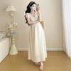 2026 Summer Maternity Dress: Elegant Neckline with Sequins, Loose Fit