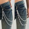 Hip-Hop Cross Pendant, Jeans Chain Pendant, Retro Imitation Pearl Beaded Waist Chain Pendant.