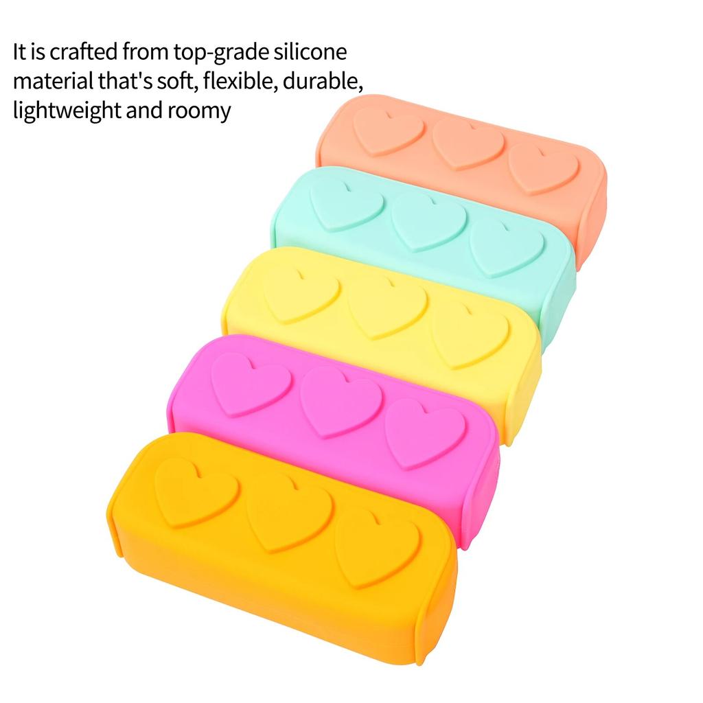 Sacchetti Zip in Silicone Riutilizzabili a Forma di Cuore Sacchetto in Silicone Borsa Cosmetica Portatile Astuccio per Pennelli da Trucco per Donne